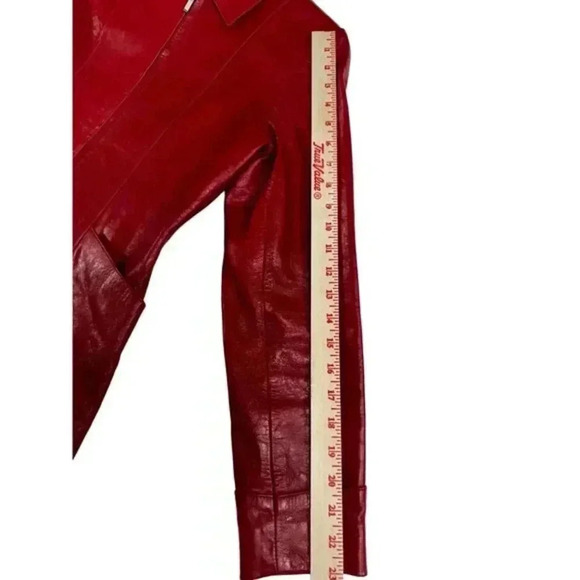 B. Lucid Womens Red Leather Jacket‎ With Front Zipper & Pockets Size Small - Picture 8 of 14